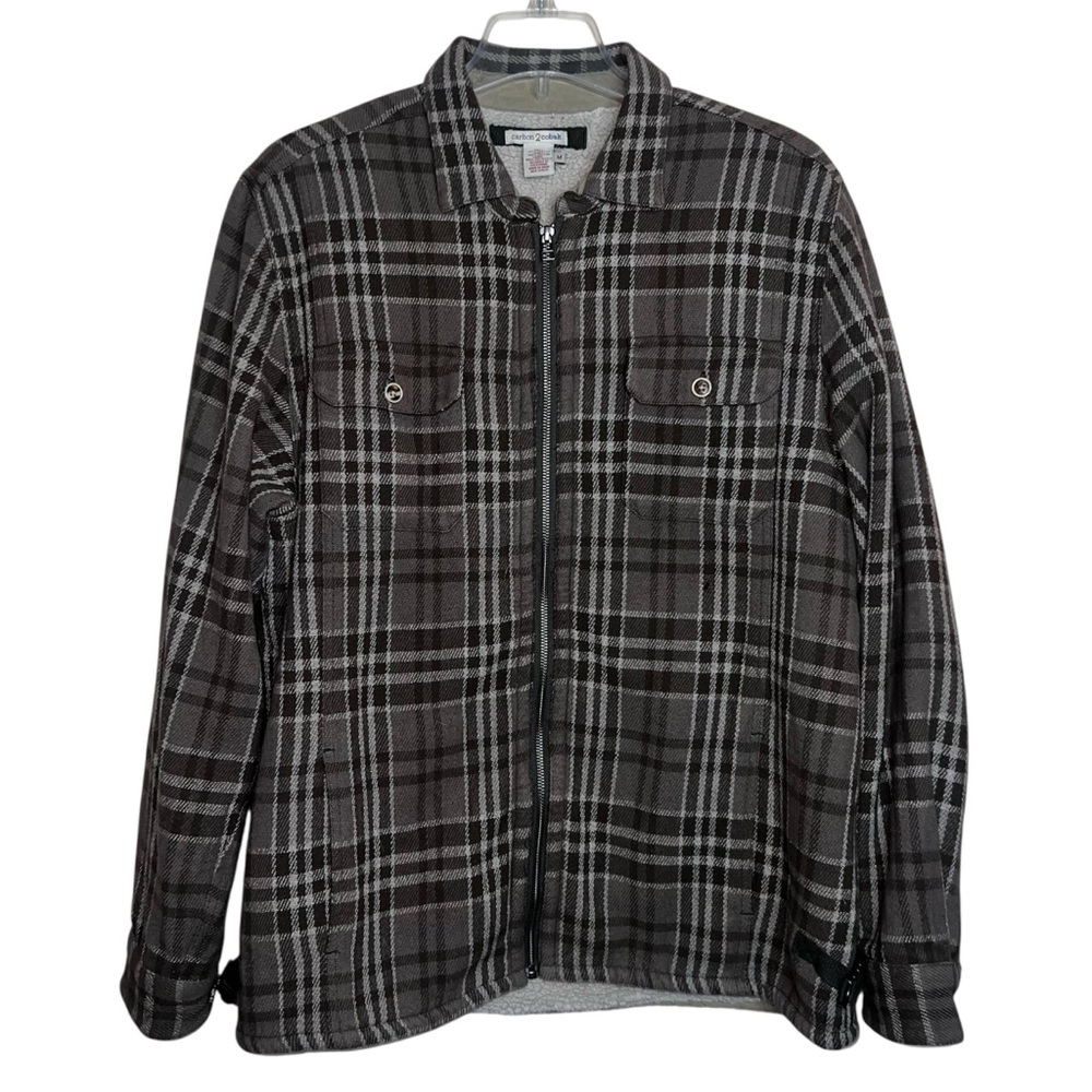 Carbon2Cobalt Plaid Sherpa Lined Zip Up Jacket Size Medium